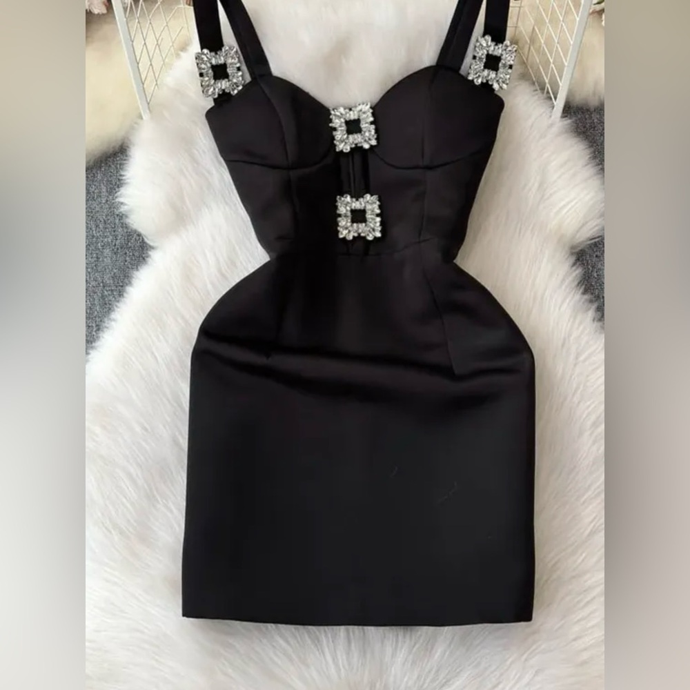 Elegant Black Dress with Embellished Details